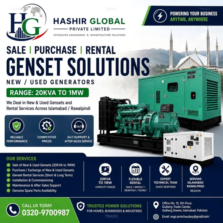 Genset Rental, Services, Rawalpindi & Islamabad