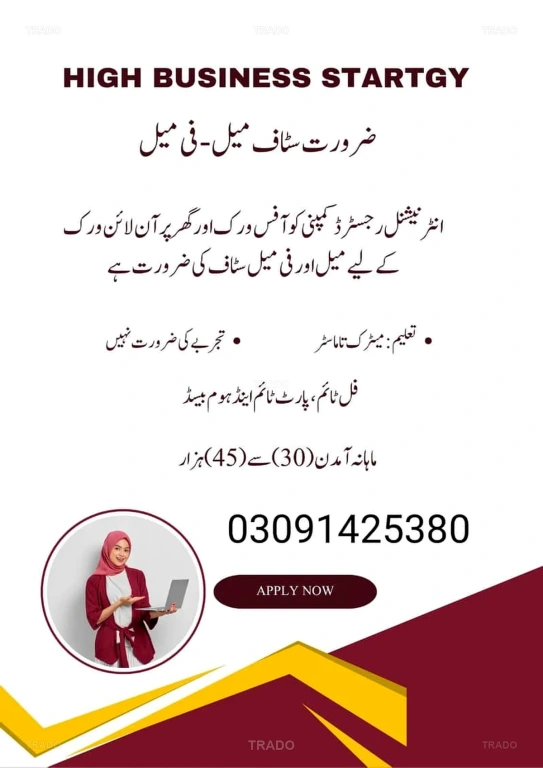 Part Time/Full Time, home Based Online Jobs in Islamabad